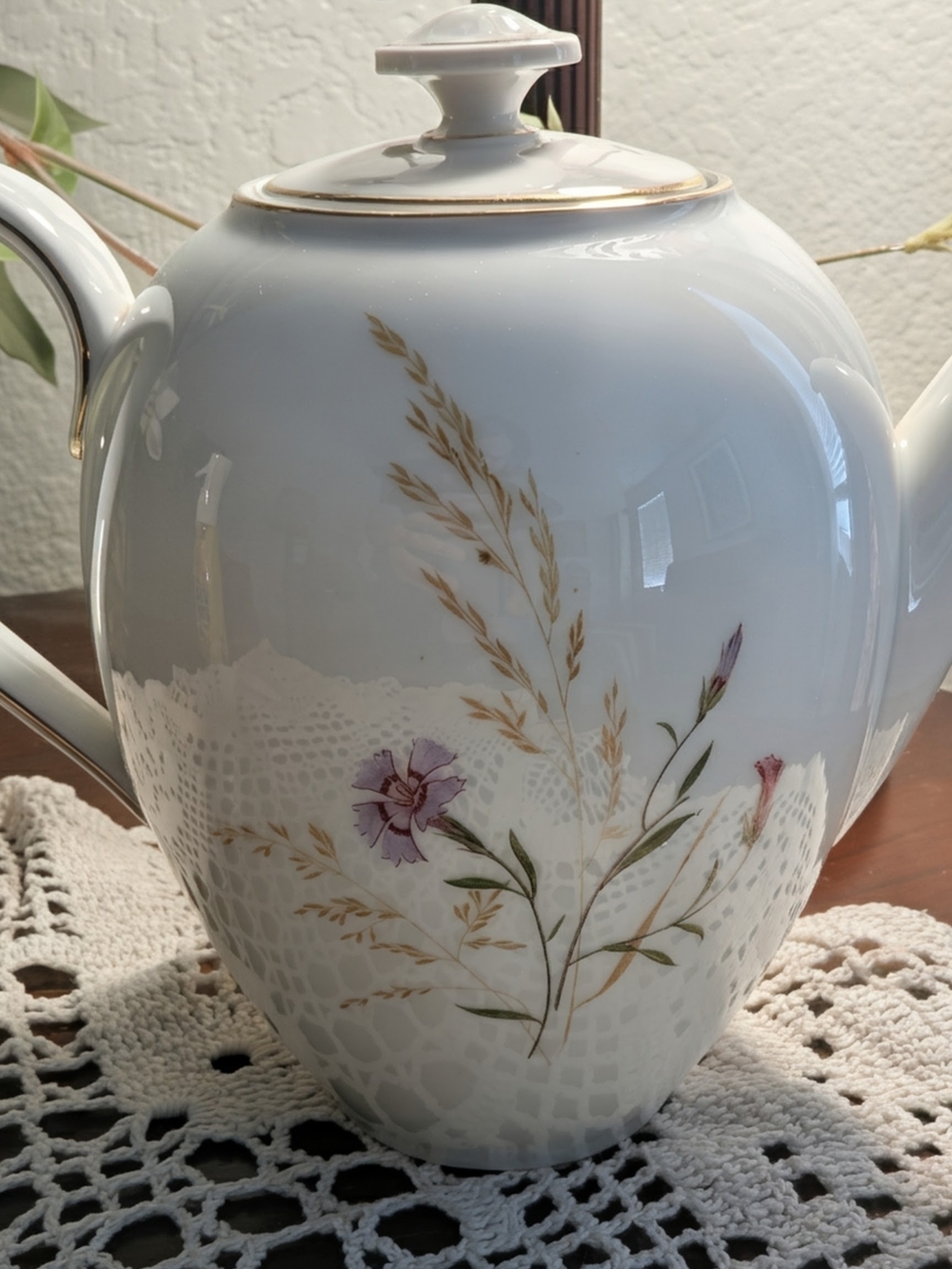 Eschenbach Bavarian Porcelain Teapot/ Kings Corner China- Autumn Wheat